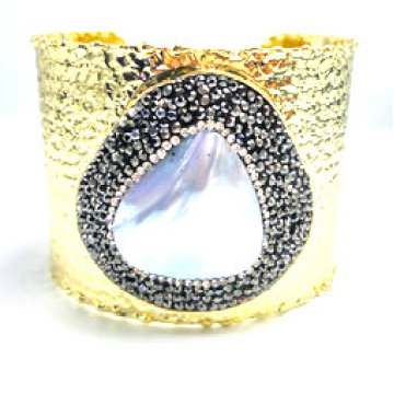 24k chapeamento pulseira cor de ouro com pedras preciosas ajustável pulseira para as mulheres jóias